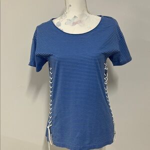 J Crew Blue Striped Lace-Up Women's Top S